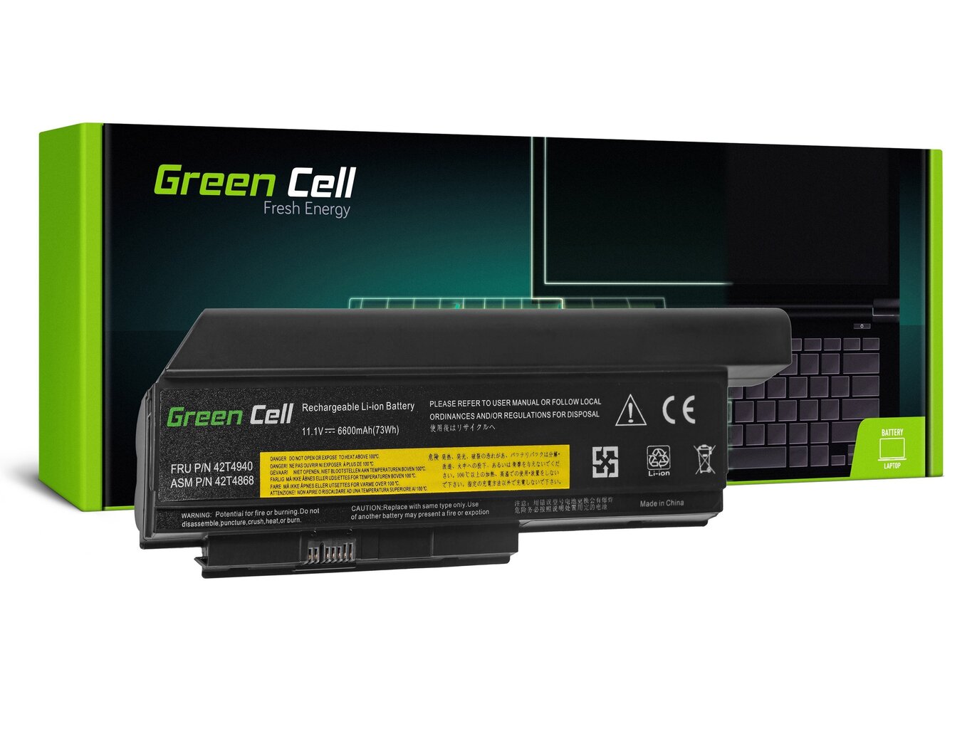 Green Cell Laptop Battery 42T4940 42T4868 for Lenovo ThinkPad X220 X220i X220s 6600 mAh hind ja info | Sülearvuti akud | kaup24.ee