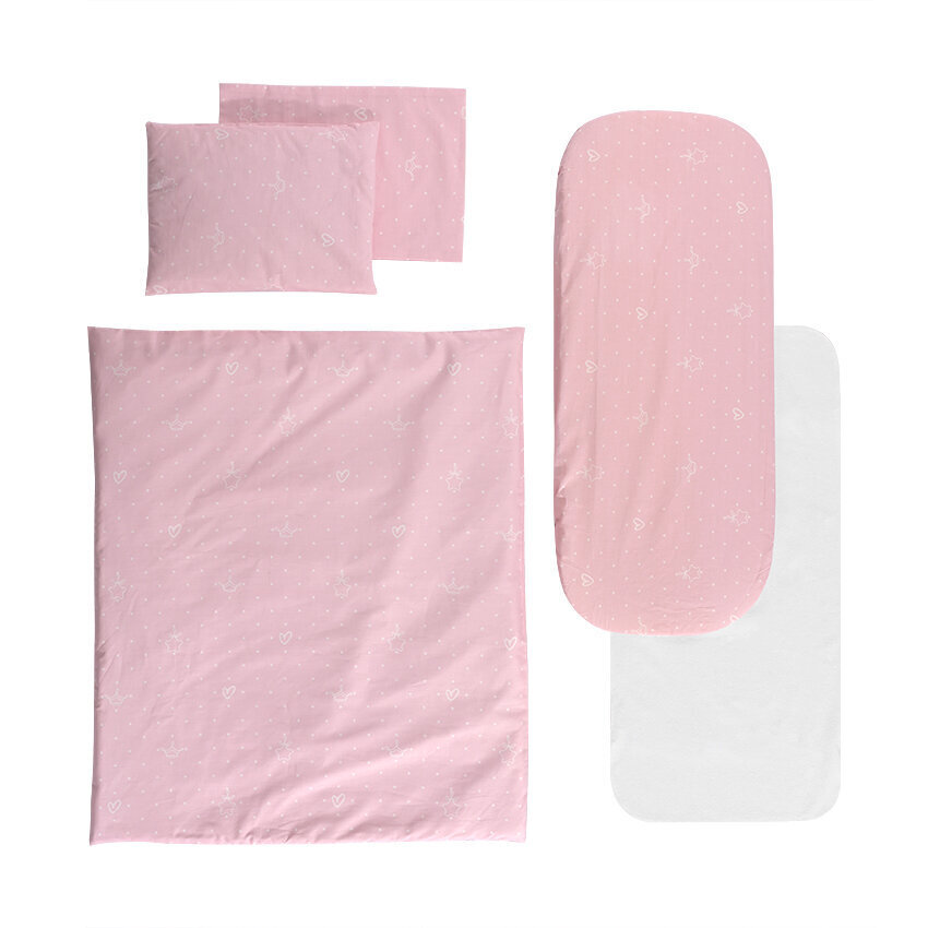 Lorelli laste voodipesukomplekt hällile Little Bear Pink, 78x62, 5-osaline цена и информация | Beebide ja laste voodipesu | kaup24.ee