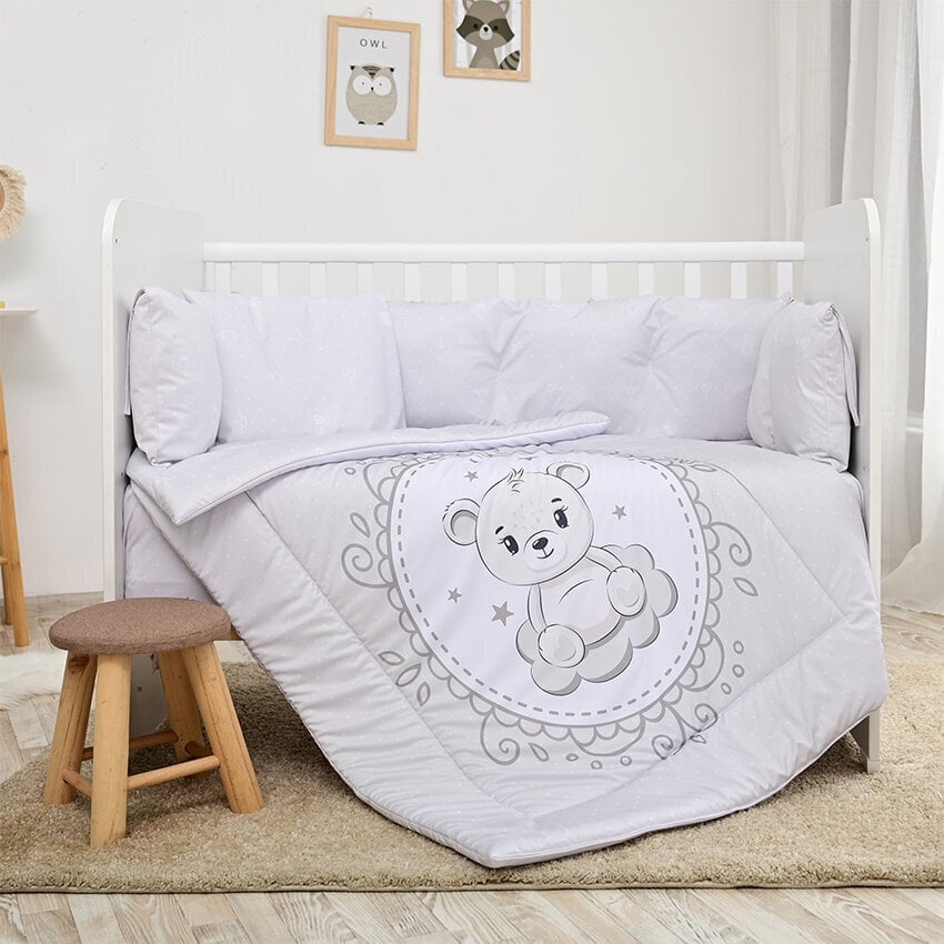Lorelli laste voodipesukomplekt Lily Little Bear Grey, 60x120 cm, 7-osaline цена и информация | Beebide ja laste voodipesu | kaup24.ee