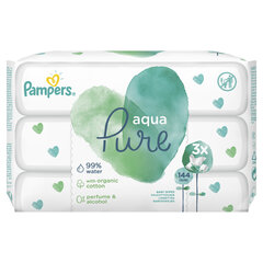 Салфетки PAMPERS Aqua Pure, 3х48 шт. цена и информация | Влажные салфетки | kaup24.ee