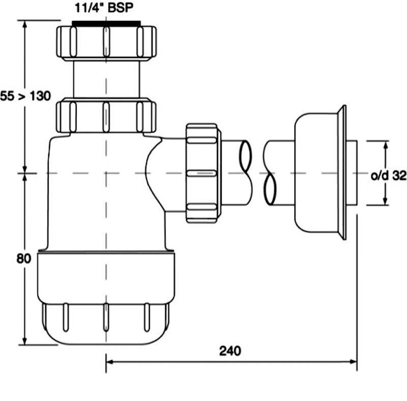 Valamu sifoon ilma peata McAlpine MCHC232, 32 mm hind ja info | Sifoonid | kaup24.ee