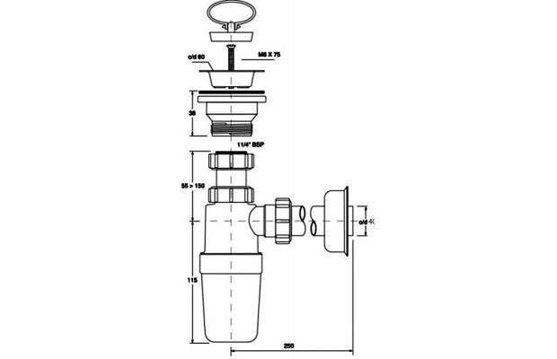 Valamu sifoon peaga McAlpine MCHC1L40J, 40 mm цена и информация | Sifoonid | kaup24.ee