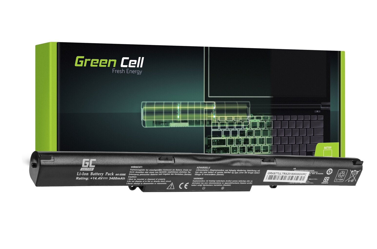 Green Cell ULTRA Laptop Battery A41-X550E Asus A450 A550 F550 K550 R510 R510D R510DP X450 X550 X550D hind ja info | Sülearvuti akud | kaup24.ee