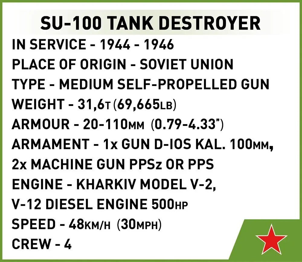 Konstruktor tank Cobi SU-100, 655 tk. hind ja info | Klotsid ja konstruktorid | kaup24.ee