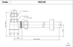 Valamu sifoon ilma peata McAlpine MCHC240, 40 mm hind ja info | Sifoonid | kaup24.ee