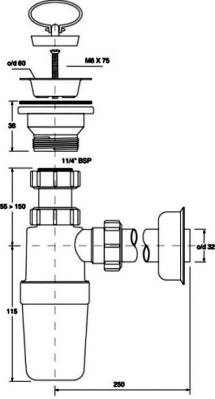 Valamu sifoon peaga McAlpine MCHC1LJ32, 32 mm hind ja info | Sifoonid | kaup24.ee