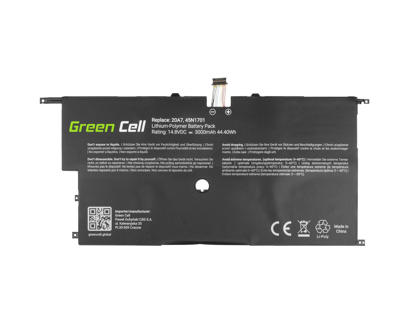 Green Cell Laptop Battery 45N1700 45N1701 45N1702 45N1703 Lenovo ThinkPad X1 Carbon 2nd Gen hind ja info | Sülearvuti akud | kaup24.ee