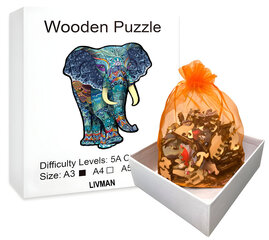 Пазл деревянный А3 с изображением слона, 223 деталей, LIVMAN Н-56 цена и информация | Пазлы | kaup24.ee