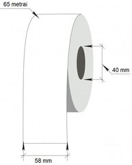 Клейкая сплошная этикетка для весов LINERLESS, 1-58x65 м/40 мм, Thermal Top, белая цена и информация | Тетради и бумажные товары | kaup24.ee