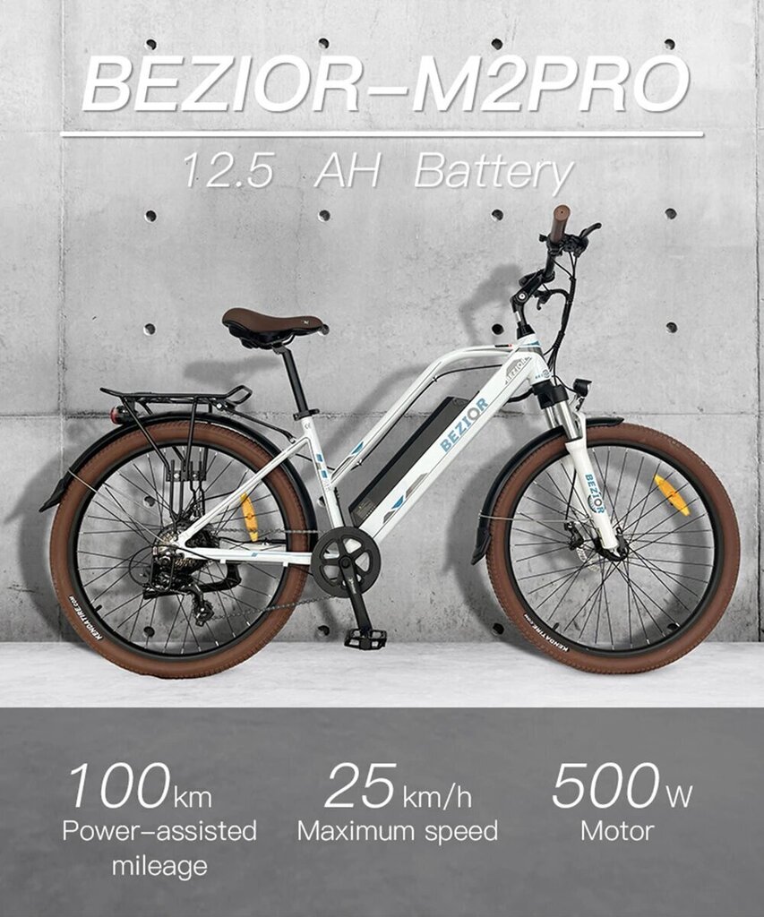 Elektrijalgratas Bezior M2 PRO, must, 500W, 12,5Ah hind ja info | Elektrirattad | kaup24.ee