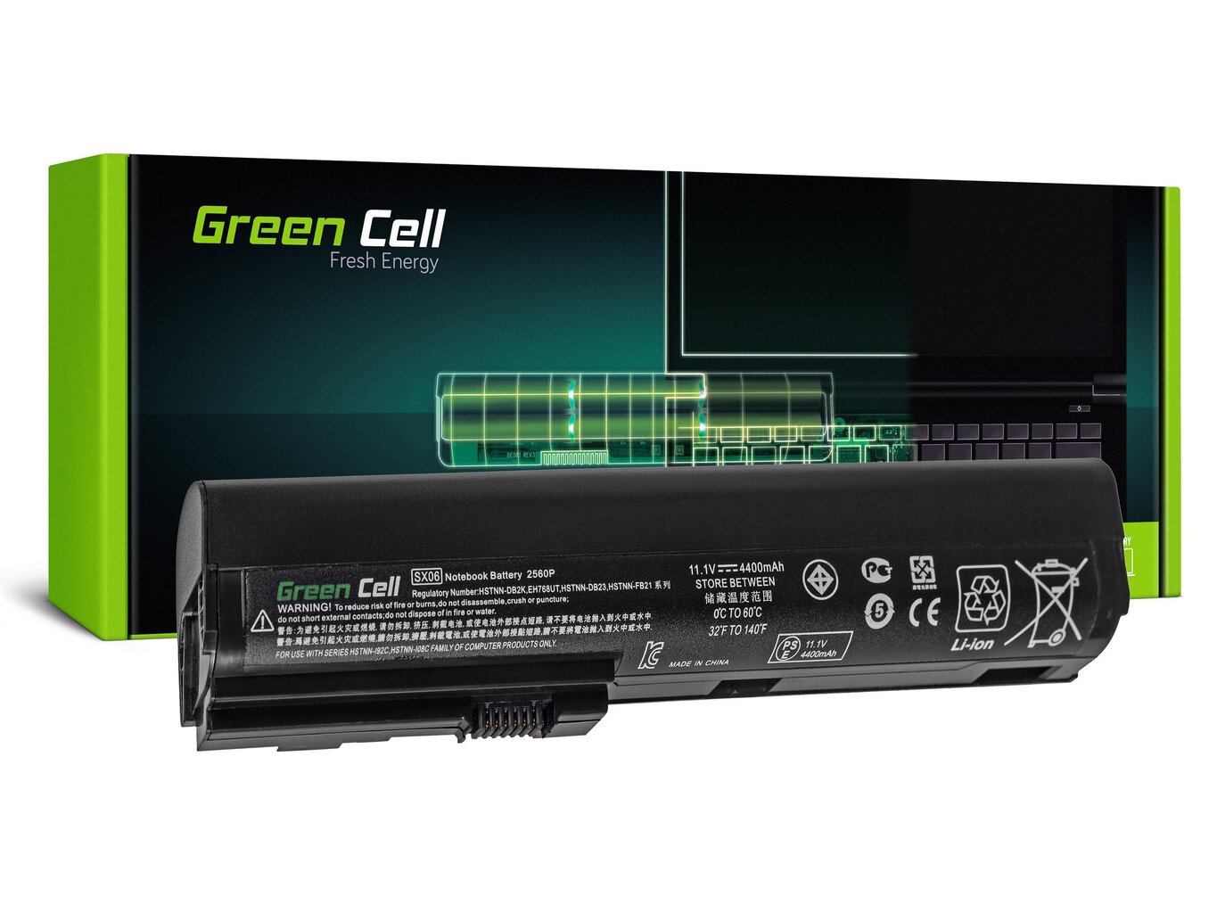 Green Cell Laptop Battery for HP EliteBook 2560p 2570p hind ja info | Sülearvuti akud | kaup24.ee