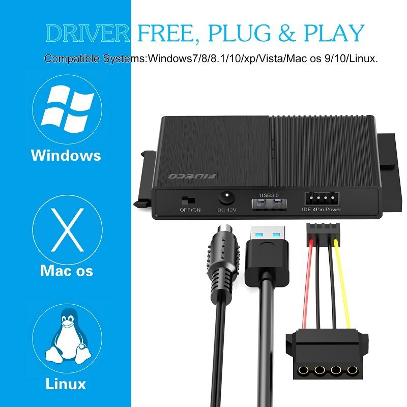 DRIVE BRIDGE ADAPTER USB 3.1 SATA III IDE 16TB hind ja info | USB jagajad, adapterid | kaup24.ee