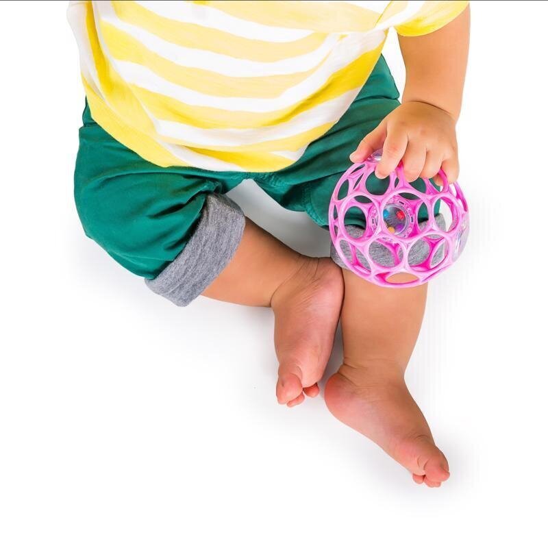 Pall heliseva helinaga Oball 10 cm, roosa, 0m+ hind ja info | Imikute mänguasjad | kaup24.ee