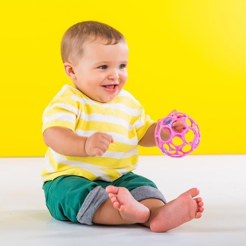 Pall heliseva helinaga Oball 10 cm, roosa, 0m+ цена и информация | Imikute mänguasjad | kaup24.ee