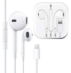 Проводные наушники Deep-Tech EarPods Beats для Apple iPhone 13 Pro Max/12/11/X/XR/XS/7/7 Plus/8/8+ разъем Lightning + микрофон белые цена и информация | Наушники | kaup24.ee