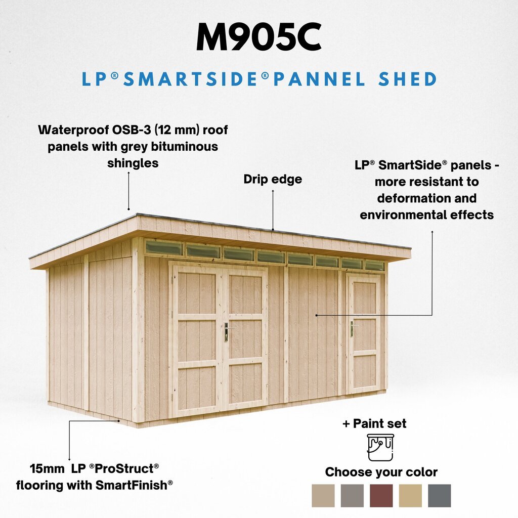 LP® SmartSide® paneelmaja Timbela M905C värvikomplektiga Harvest Honey - A237 x 279 x 530 cm / 11,5 m2 hind ja info | Kuurid ja aiamajad | kaup24.ee