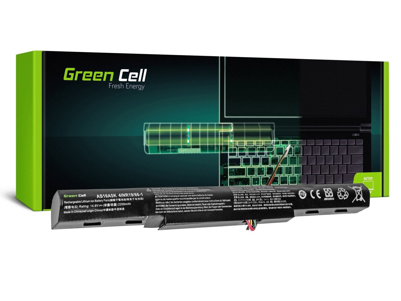 Sülearvuti aku Green Cell Laptop Battery for Acer Aspire E 15 E15 E5-575 E5-575G E 17 E17 E5-774 E5-774G hind ja info | Sülearvuti akud | kaup24.ee