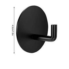 Крючок клейкий круглый, цвет черный, нержавеющая сталь, 1 шт. цена и информация | Аксессуары для ванной комнаты | kaup24.ee