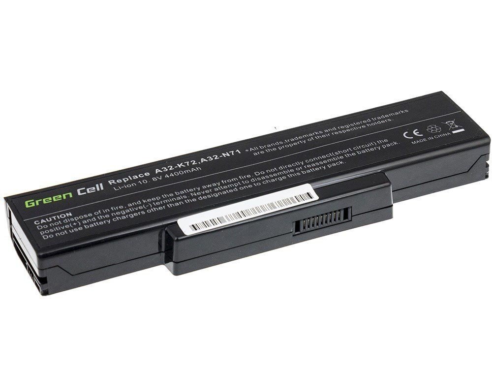 Sülearvuti aku Green Cell Laptop Battery for Asus N71 K72 K72J K72F K73SV N71 N73 N73S N73SV X73S цена и информация | Sülearvuti akud | kaup24.ee