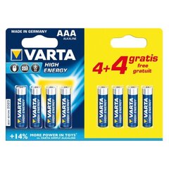 Щелочная батарейка Varta CD4BKKD13-P AAA 1,5V High Energy (8 pcs) цена и информация | Батерейки | kaup24.ee