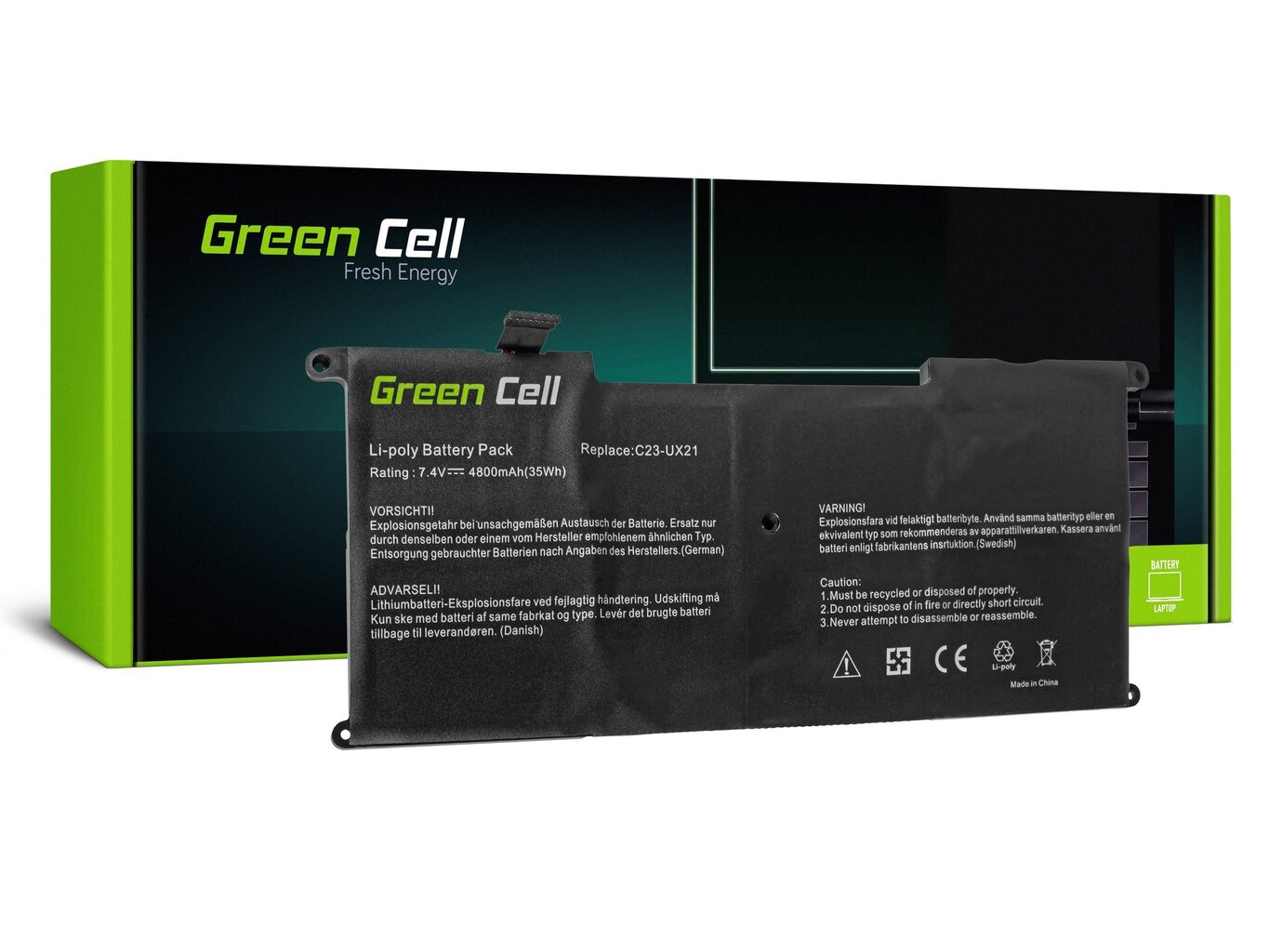 Sülearvuti aku Green Cell Laptop Battery for Asus ZenBook UX21 UX21A UX21E hind ja info | Sülearvuti akud | kaup24.ee