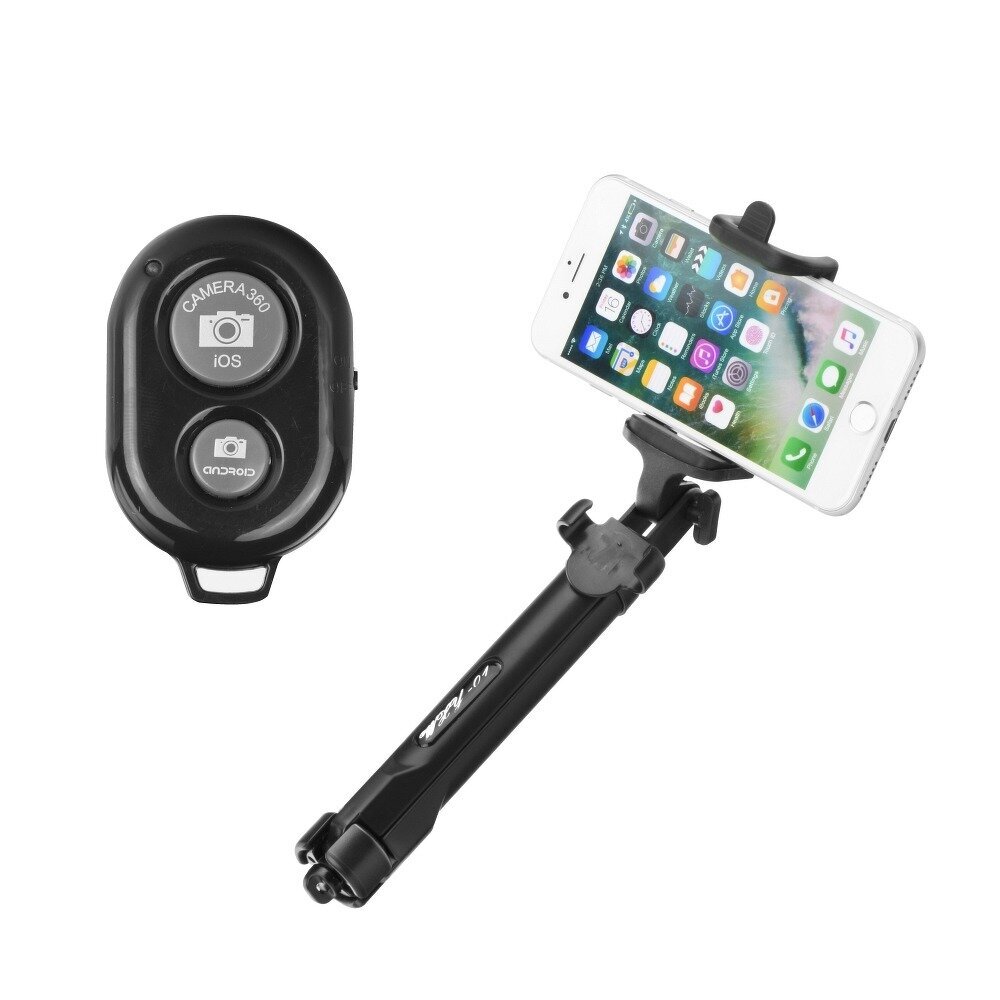 Bluetooth selfie stick statiivi ja puldiga, must hind ja info | Selfie sticks | kaup24.ee