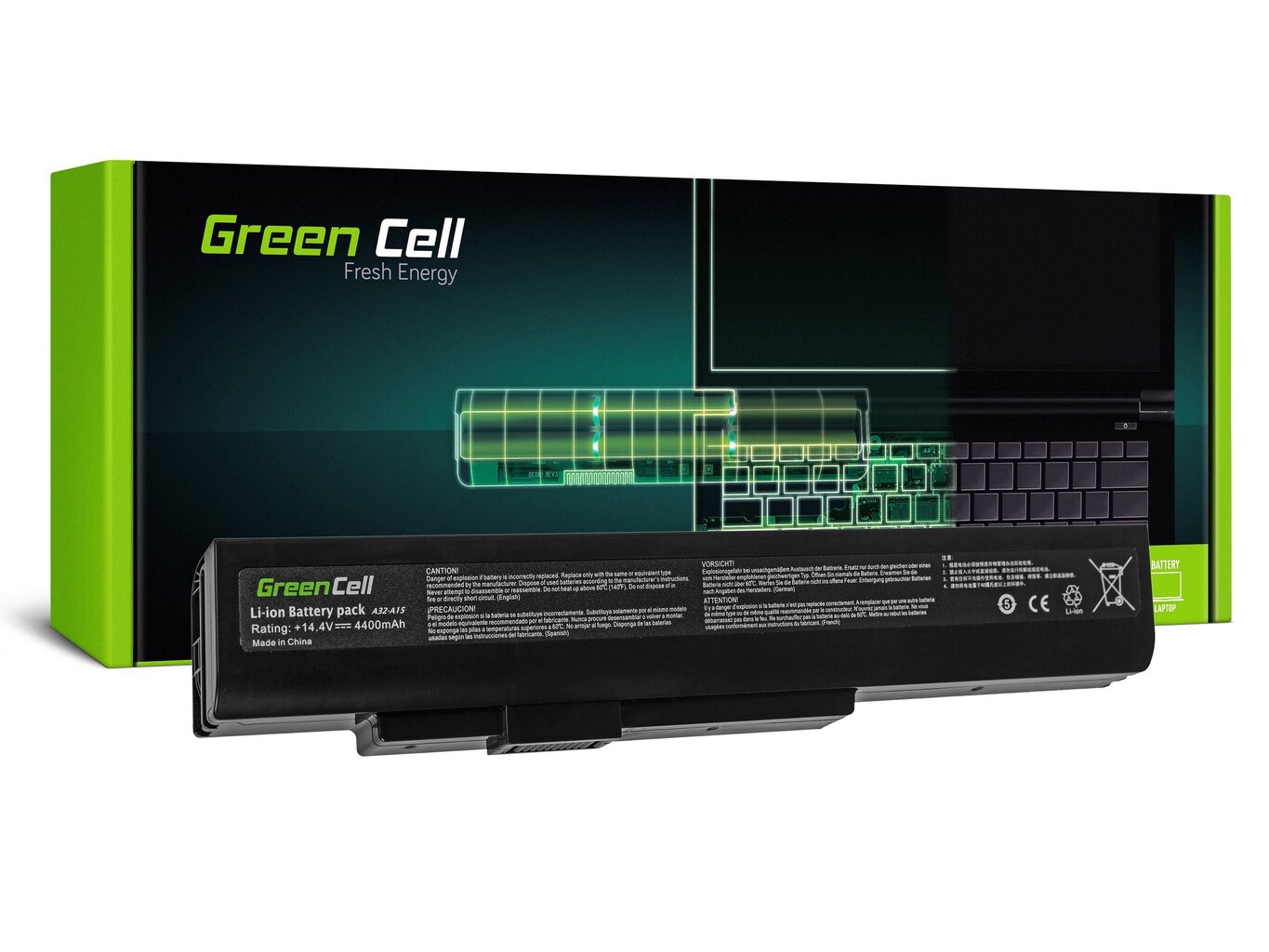 Sülearvuti aku Green Cell Laptop Battery for MSI A6400 CR640 CX640 MS-16Y1 hind ja info | Sülearvuti akud | kaup24.ee