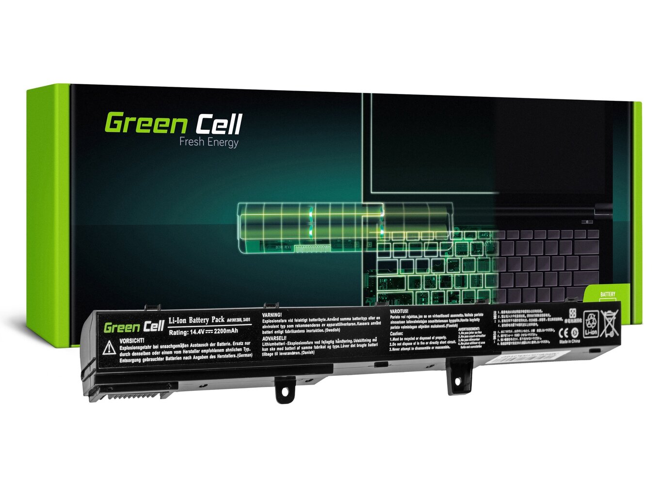 Sülearvuti aku Green Cell Laptop Battery for R508 R556LD R509 X551 X551C X551M X551CA X551MA X551MAV hind ja info | Sülearvuti akud | kaup24.ee