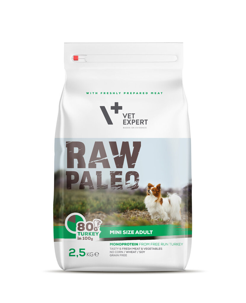Raw Paleo teraviljavaba kuivtoit väikest tõugu koertele Adult Mini kalkuniga, 2,5 kg hind ja info | Kuivtoit koertele | kaup24.ee