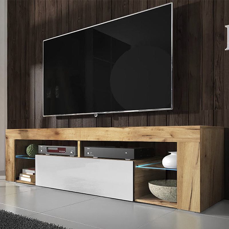 TV laud Hugo LED, pruun/valge цена и информация | TV alused | kaup24.ee