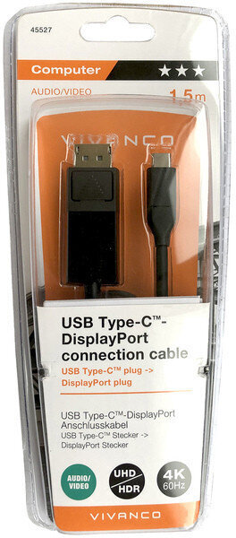 Vivanco kaabel USB-C - DisplayPort 1,5m (45527) цена и информация | Kaablid ja juhtmed | kaup24.ee