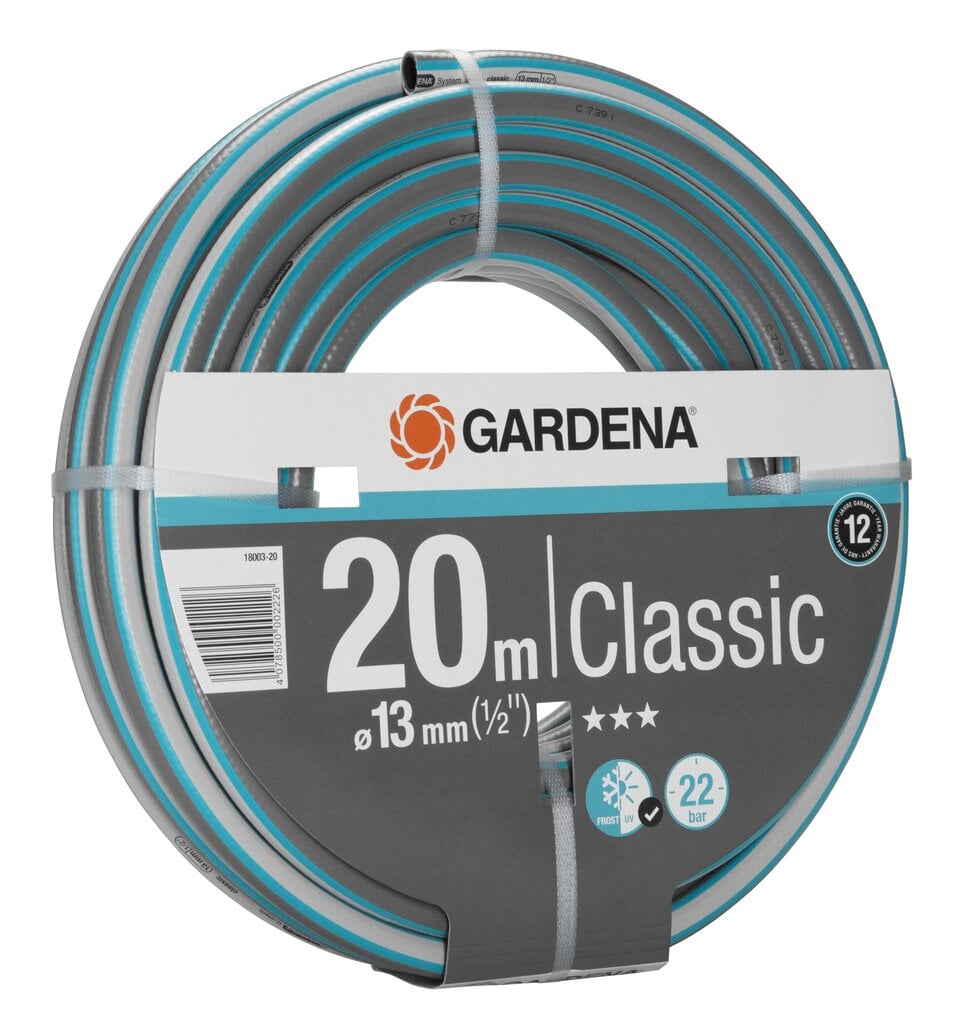 Kastmisvoolik Gardena Classic 20 m 1/2" hind ja info | Kastekannud, voolikud, niisutus | kaup24.ee