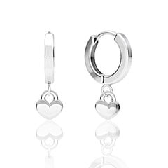 Серебряные серьги-кольца с подвесками-сердечками, I.L.U.S цена и информация | Серьги | kaup24.ee