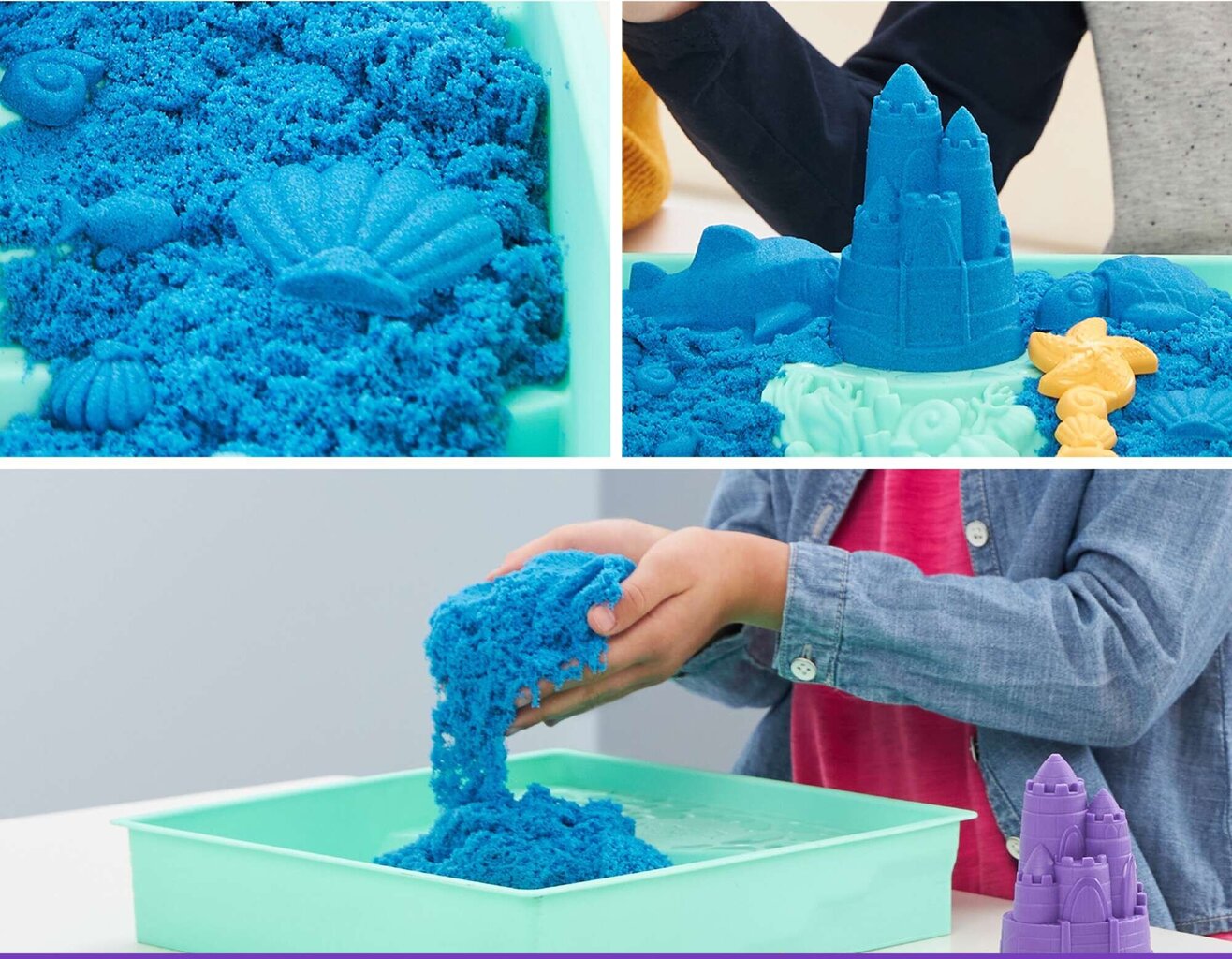 Lossikomplekt Spin Master Kinetic Sand plastikust sinine + vormide kandik hind ja info | Kunstitarbed, voolimise tarvikud | kaup24.ee