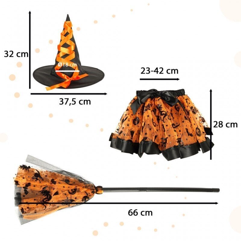 Nõiakostüüm 3-osaline oranž hind ja info | Karnevali kostüümid | kaup24.ee