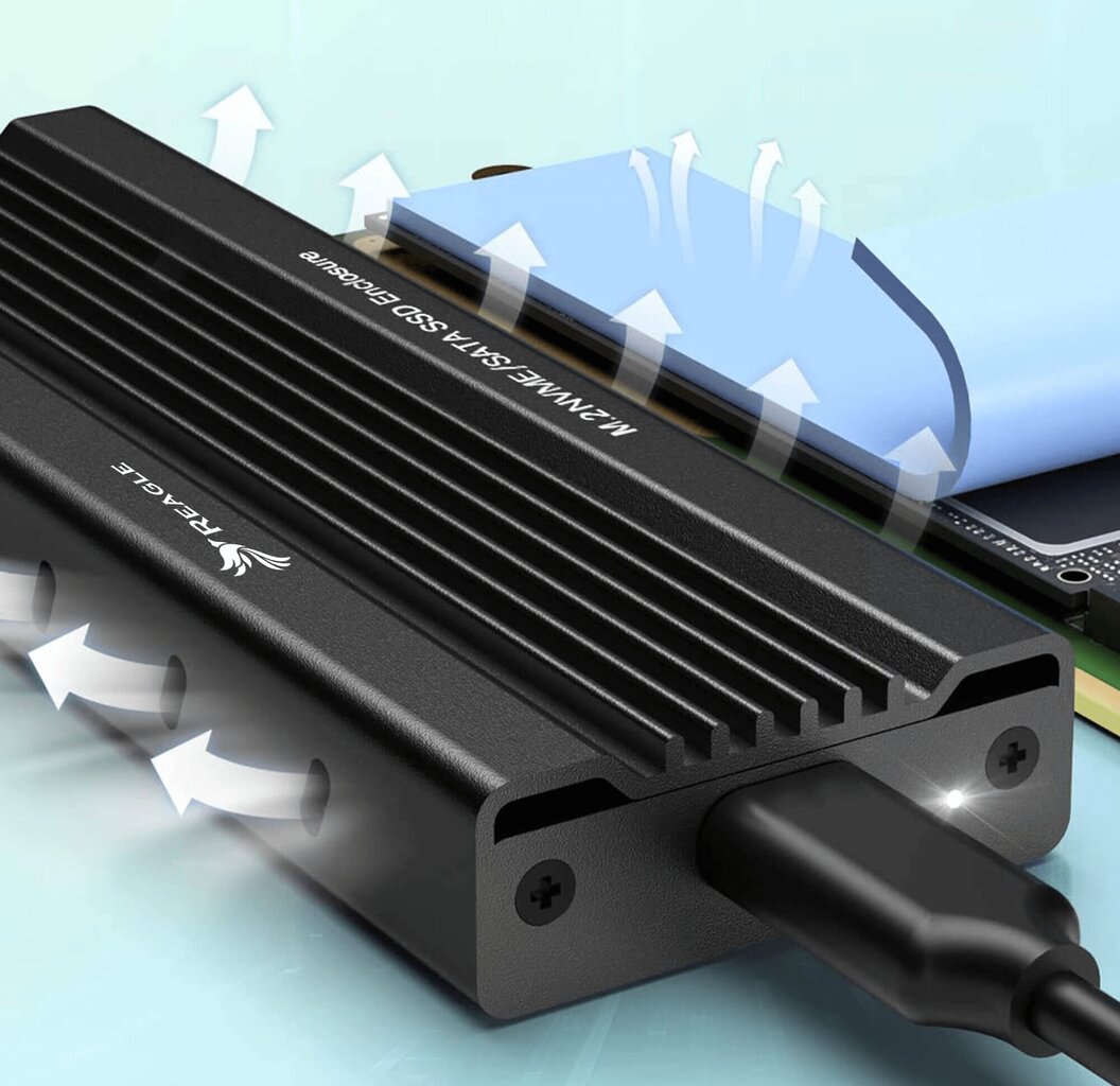 Reagle SSD korpus NVME PCIe SATA M.2 USB 3.1 GEN2 цена и информация | Sisemised kõvakettad (HDD, SSD, Hybrid) | kaup24.ee