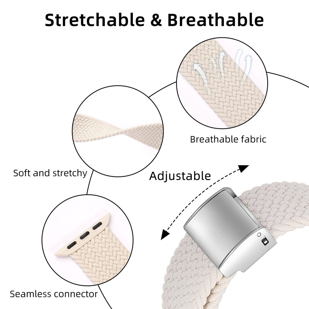 Kellarihm Stretch Braided IWatch Band hind ja info | Nutikellade ja nutivõrude tarvikud | kaup24.ee