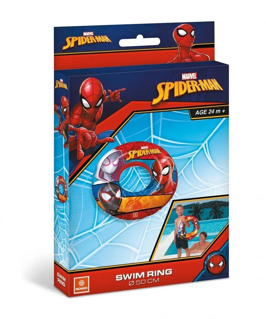 Ujumisrõngas Spiderman, 50 cm, punane цена и информация | Täispuhutavad veemänguasjad ja ujumistarbed | kaup24.ee