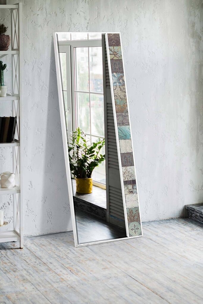 Dekoratiivne peegel, Asir, 50x152 cm, valge/beež hind ja info | Peeglid | kaup24.ee