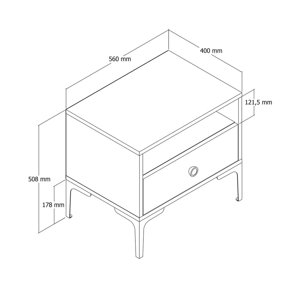 Öökapp Asir, 56x50,8x40 cm, valge hind ja info | Öökapid | kaup24.ee