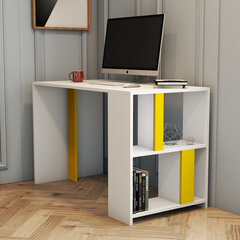 Õppelaud Asir, 120x75,4x60 cm, valge/kollane hind ja info | Arvutilauad, kirjutuslauad | kaup24.ee