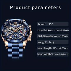 Элегантные водонепроницаемые часы для мужчин LIGE 841 цена и информация | Мужские часы | kaup24.ee