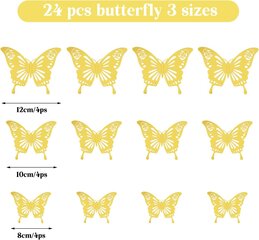 3D наклейки с бабочками GoGou, 24 шт. цена и информация | Аппликации, декорации, наклейки | kaup24.ee