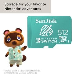 Карта памяти SanDisk microSDXC 512GB UHS-I Card for Nintendo Switch цена и информация | Аксессуары для компьютерных игр | kaup24.ee