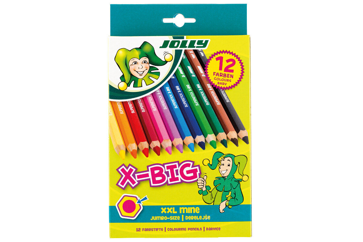 Värvilised kuusnurksed pliiatsid X-Big, Jolly, 12 tk цена и информация | Kunstitarbed, voolimise tarvikud | kaup24.ee