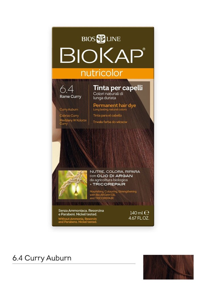 Juuksevärv Biokap Nutricolor Nr. 6.40 Copper Curry Dye 140 ml цена и информация | Juuksevärvid | kaup24.ee