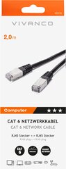Vivanco сетевой кабель CAT 6 2m, черный (45316) цена и информация | Кабели и провода | kaup24.ee