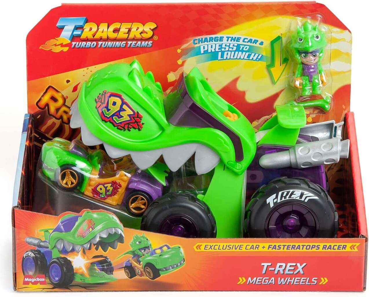 Mega Wheels T-Racers T-Rex stardi- ja juhikomplekt цена и информация | Poiste mänguasjad | kaup24.ee