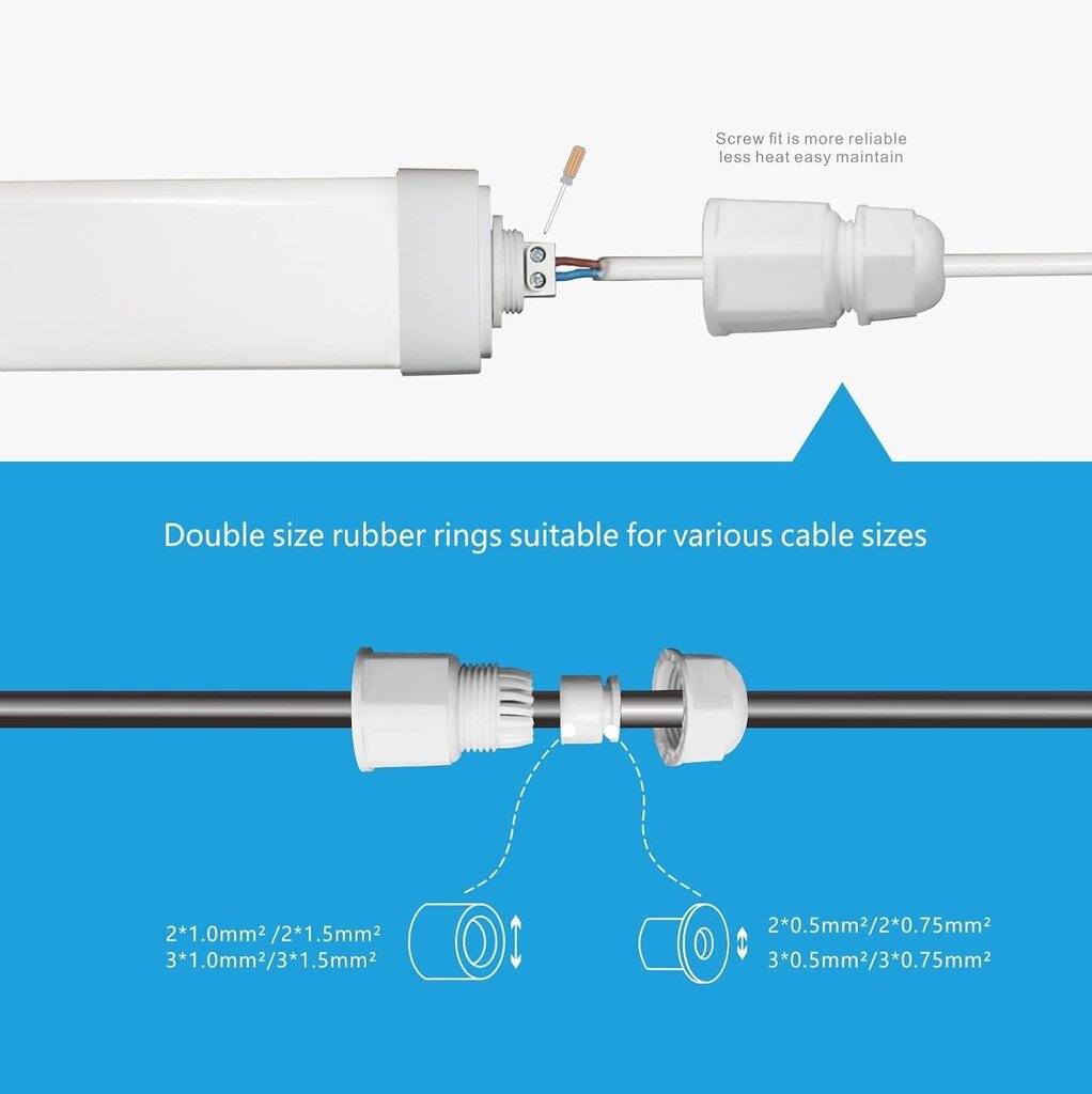 Sundertec Led-laevalgusti, 45W, 145cm, 2tk, valge цена и информация | Laelambid | kaup24.ee