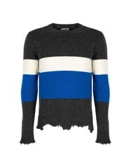 Les Hommes Свитер - UHK105-643U | Round Neck Sweater Breast Stripes - БелыйСинийСерый  regular fit UHK105-643U | Round Neck Sweater Breast Stripes цена и информация | Мужские свитера | kaup24.ee